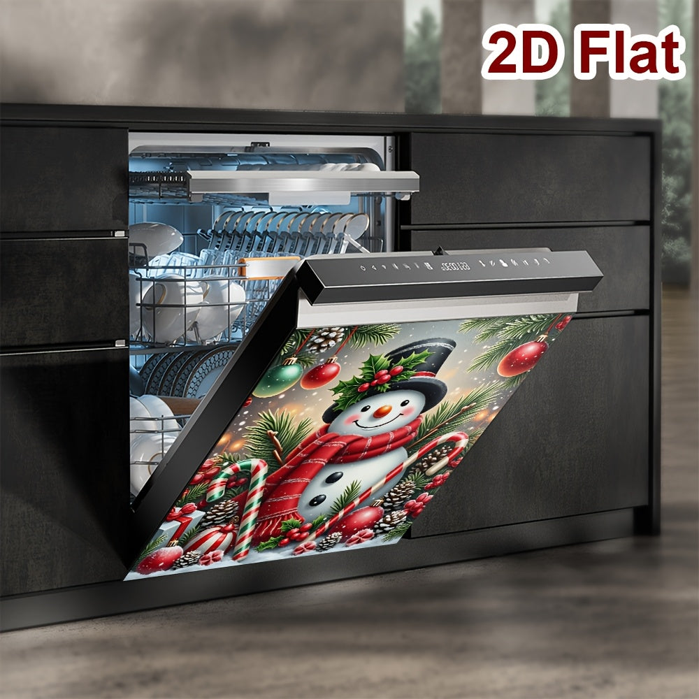 1pc WILDLAVIE Christmas Snowman Magnet - with Red & White Striped Scarf, Magnetic Backing for Dishwasher, Refrigerator, Stove - Holiday Kitchen Decor, Dishwasher Decoration, Festive Home Decoration - Easy to Clean & Trim-to-F