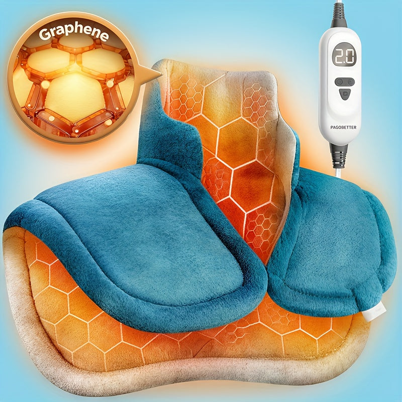 Graphene Heating Pad For Neck Shoulders Back, 3lb Weighted Electric Pad, Deep Heat With Precise Heating & Soft Flannel, 6 Heat Settings, 4 Timer Options, Auto Shut-Off, Machine Washable, 22"x18", Gifts For Women Men Mom Dad,