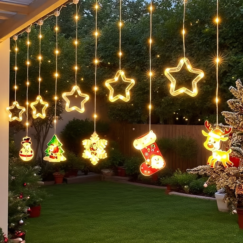 PHFRQ 8-Mode LED Christmas Lights String Lights with Warm White Glow, USB- Indoor/Outdoor Plug-in Fairy Lights with Star, Heart, Snowflake & Twinkle Effects - for Xmas Tree, Home, Garden, Party Decorations, Christmas Decorati