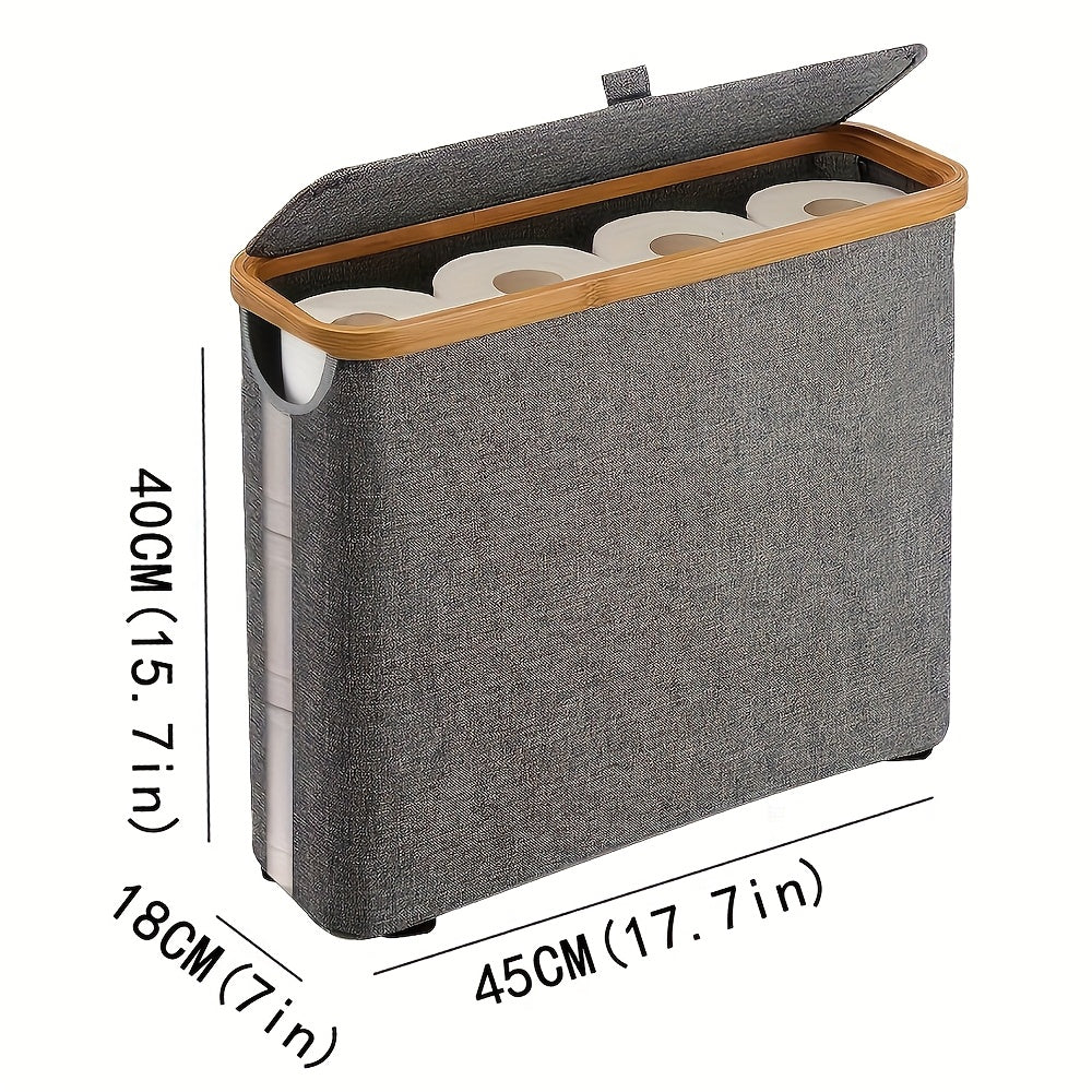 Toilet Paper Basket, Bamboo Toilet Paper Storage - Ultimate Bathroom Storage with Bamboo Lid, Large Toilet Paper Holder Can Hold 9 Rolls, Bathroom Toilet Paper Storage Cabinet, Toilet Paper Storage Containers