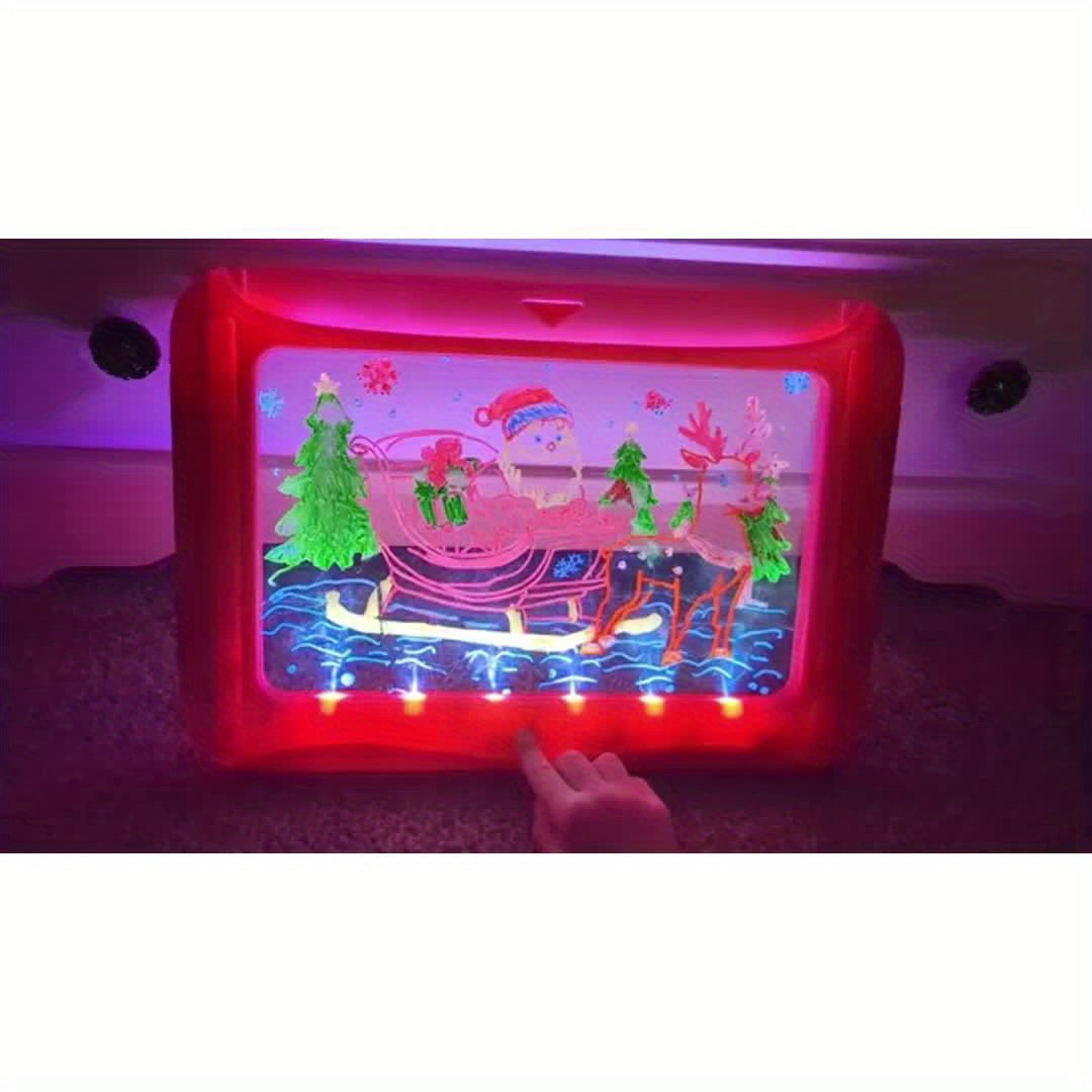 LED Light-Up Drawing Writing Doodle Board, Learning Travel Toy with 9 Double-Sided Cards, 6 Markers, Art Set, Suitable for Birthday Gifts And Christmas Gifts for Girls And Boys Aged 3-8.