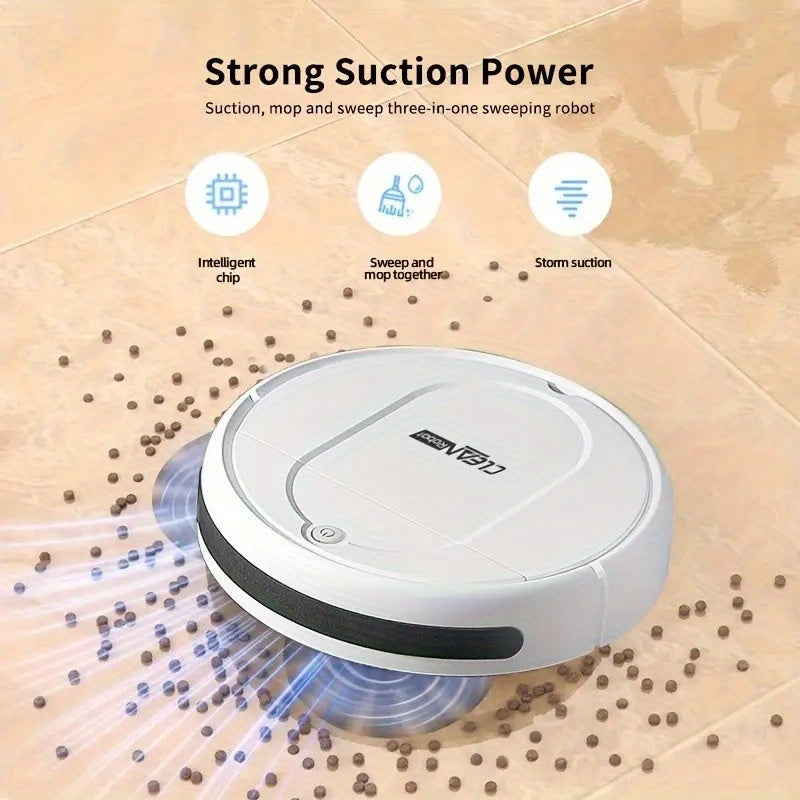 [Multi-Purpose Robot Vacuum] 3-in-1 Robot Vacuum Cleaner | Tangle-Free Suction, Automatic Self-Charging, Multi-Purpose for Floor Cleaning, Pet Hair, Paper & Garbage - Fast Charging, Powerful Cleaning, USB Powered, Vacuum Clea