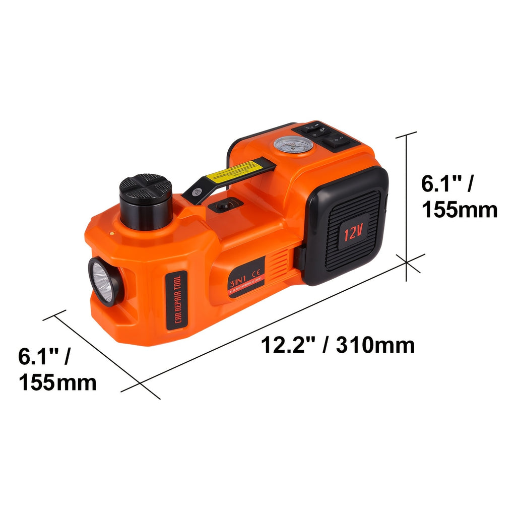 HAPPYBUY Electric Hydraulic Car Floor Jack 5 Ton 12V Built-in Tire Inflator Pump