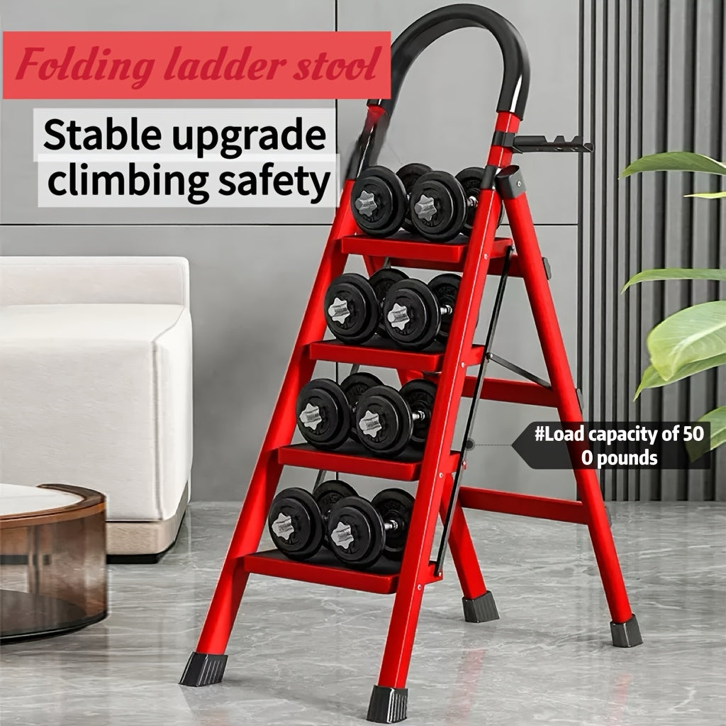 1 Heavy-duty 3/4/5-step Portable Folding Ladder, 500 Lbs Weight Capacity, Durable Plastic Folding Ladder With Non-slip Steps, Lightweight And Portable, Suitable For Both Household And Industrial Use