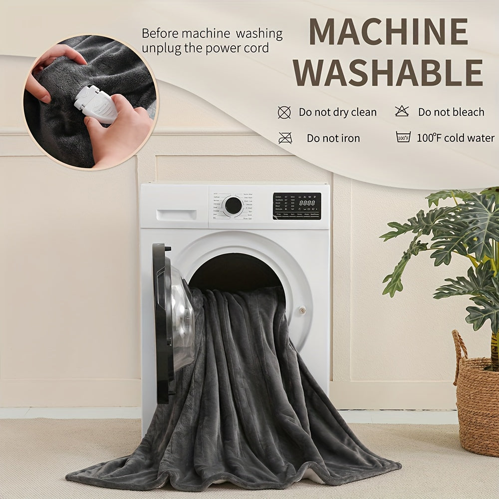 Extra Large Flannel And  Electric Blanket With Time And Temperature Control, 10 Hour Auto-Off, 8 Temperature Levels, Queen/King Two Controllers, Throw/Twin/Full With 1 Controller, Machine Washable, PTC+NTC Overheat Protection