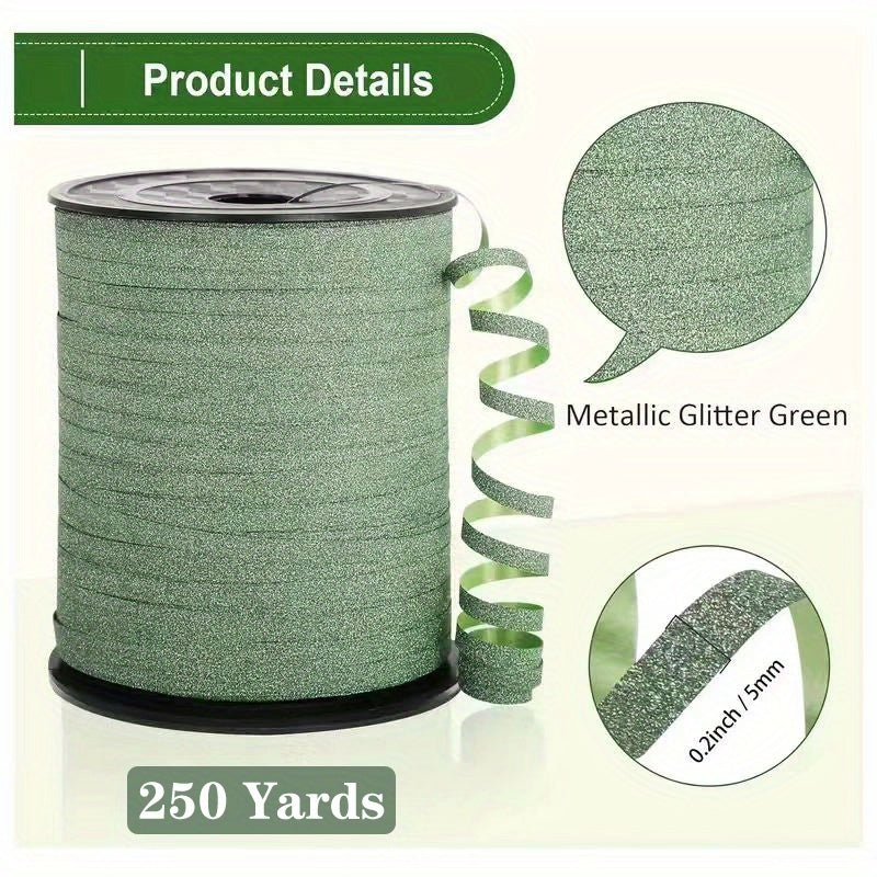 1pc 250 Yards Golden Glitter Ribbon Streamers - Mixed Color Plastic Ribbon for Gift Wrapping, Handicrafts, Wedding Party Decorations, Christmas, Halloween, Easter, Valentine'S Day, Graduation, Birthday, Anniversary, General U