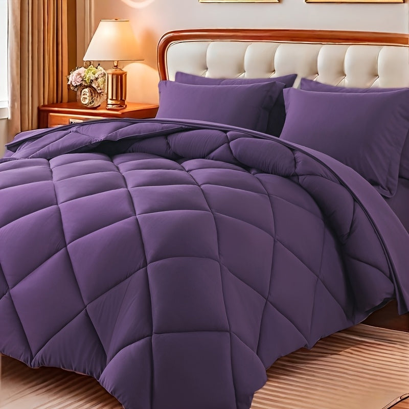 Cosybay 7pcs Luxurious Comforter Set-Breathable Comforter-Ultra-Soft Fluffy Fiber Filling, Warmth for All Seasons-Quilted Comforter, Flat Sheet, Fitted Sheet, Pillowcases, Pillow Shams, Bed In A Bag, Pumpkin Color Halloween C