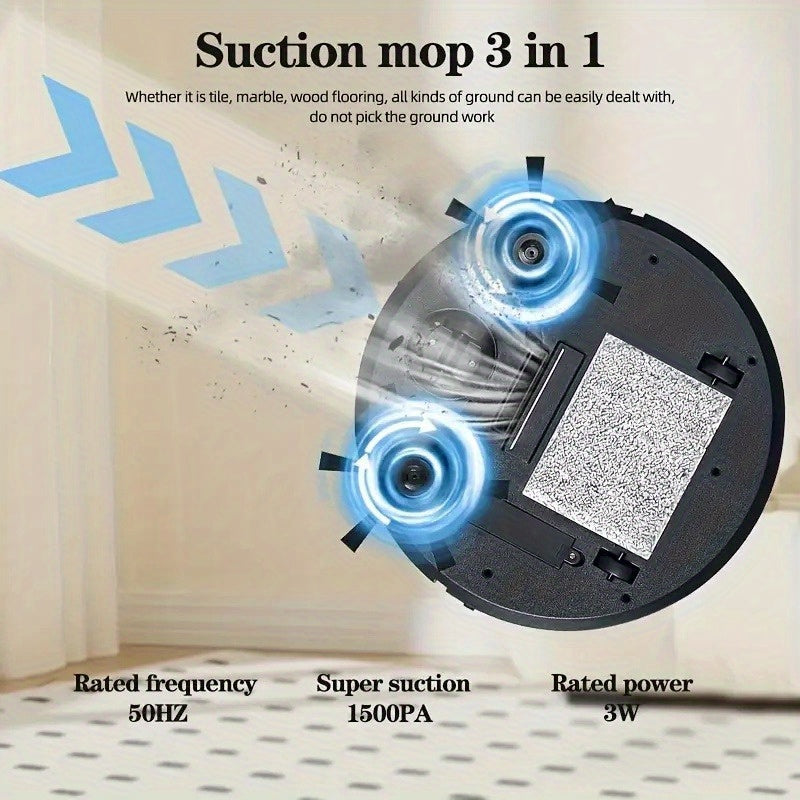 [Multi-Purpose Robot Vacuum] 3-in-1 Robot Vacuum Cleaner | Tangle-Free Suction, Automatic Self-Charging, Multi-Purpose for Floor Cleaning, Pet Hair, Paper & Garbage - Fast Charging, Powerful Cleaning, USB Powered, Vacuum Clea