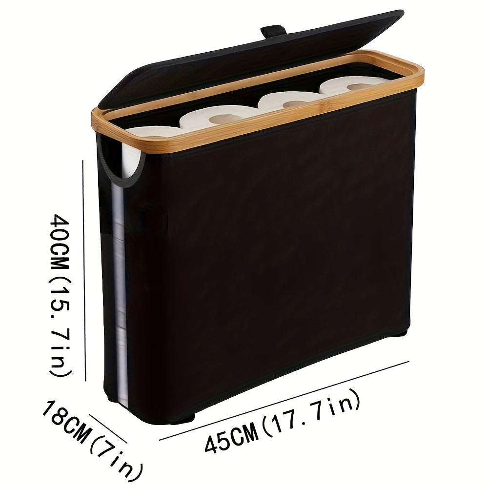 Toilet Paper Basket, Bamboo Toilet Paper Storage - Ultimate Bathroom Storage with Bamboo Lid, Large Toilet Paper Holder Can Hold 9 Rolls, Bathroom Toilet Paper Storage Cabinet, Toilet Paper Storage Containers