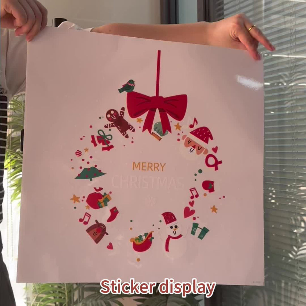 1pc 17.72inch*17.72inch Christmas Decoration Window Sticker, a Whole Piece of Static Electricity Sticker, Including Snowman, Santa Claus, Bow, Christmas Tree, Socks And Other Element Patterns, Suitable for Home, Bedroom, Scho