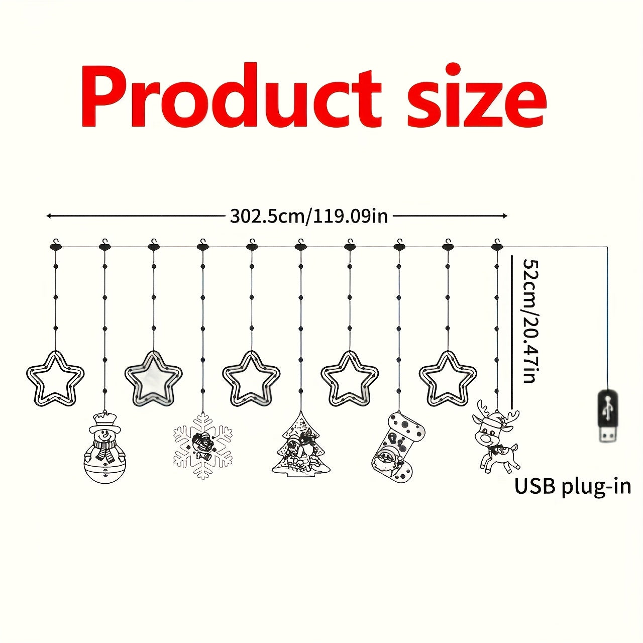 PHFRQ 8-Mode LED Christmas Lights String Lights with Warm White Glow, USB- Indoor/Outdoor Plug-in Fairy Lights with Star, Heart, Snowflake & Twinkle Effects - for Xmas Tree, Home, Garden, Party Decorations, Christmas Decorati