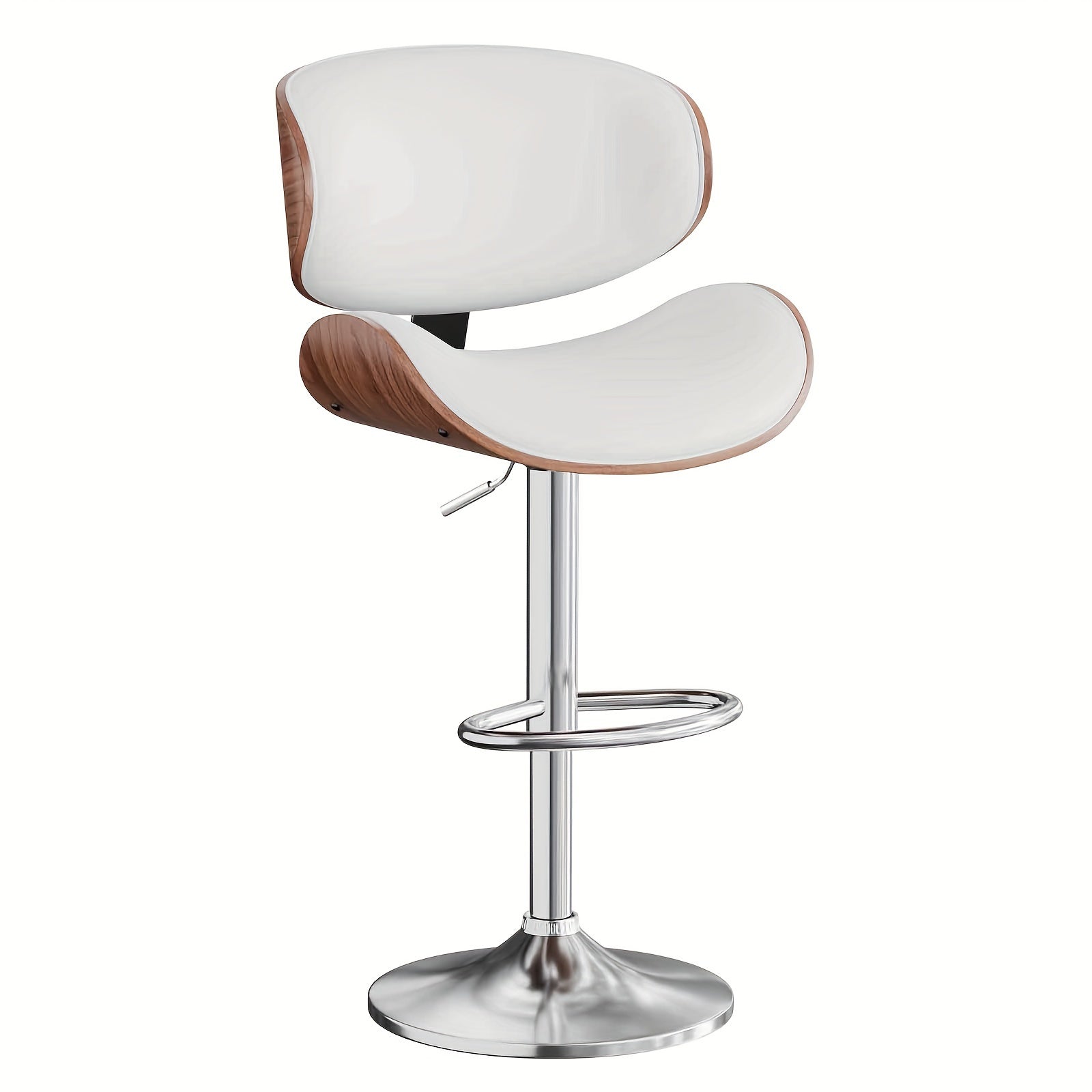 Bar Stools, Swivel Adjustable Height Barstools, PU Leather Upholstered Bar Chairs With Footrest, Bentwood Bar Stool For Kitchen, Bar, Dining Room
