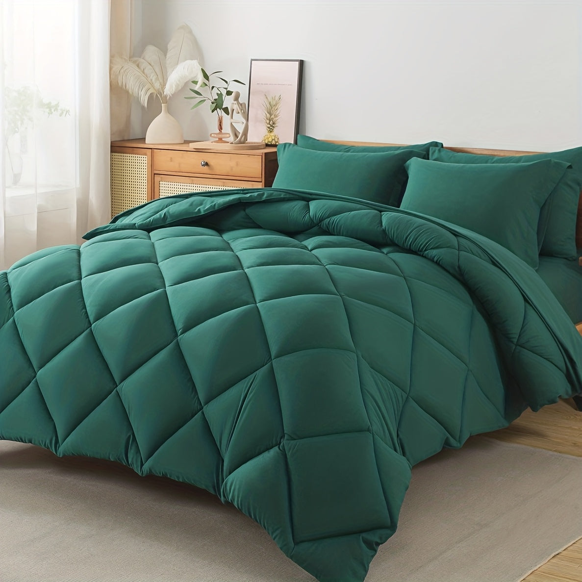 Cosybay 7pcs Luxurious Comforter Set-Breathable Comforter-Ultra-Soft Fluffy Fiber Filling, Warmth for All Seasons-Quilted Comforter, Flat Sheet, Fitted Sheet, Pillowcases, Pillow Shams, Bed In A Bag, Pumpkin Color Halloween C