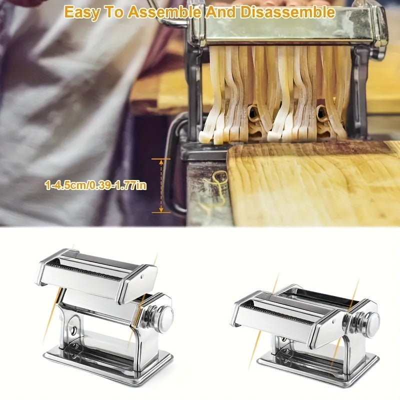 Pasta Maker, Handmade Pasta Machine with Adjustable Thickness and Width for Noodles & Lasagna - Elegant Silver Design Suitable for Every Kitchen