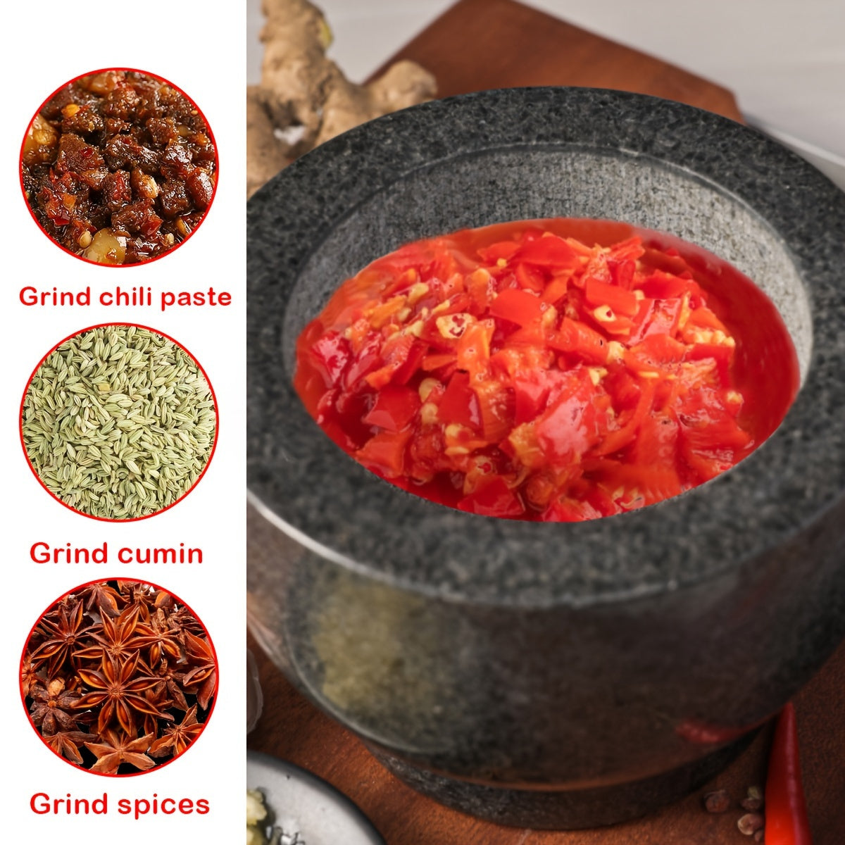 1 Set Blue Stone Polished Bowl Mortar, Natural Garlic Crusher, Grinder, Home Use Natural Stone Grinding and Crushing Tool for Seasonings, Grains, Beans, and Traditional Chinese Medicinal