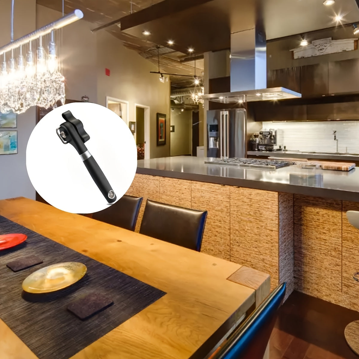 [Stainless Steel Can Opener] 1pc TLDOD Stainless Steel Manual Can Opener - Quick & Easy Side Opening Tool with Black Plastic Handle - Effortless Kitchen Essential for Home Use - Sleek Modern Design