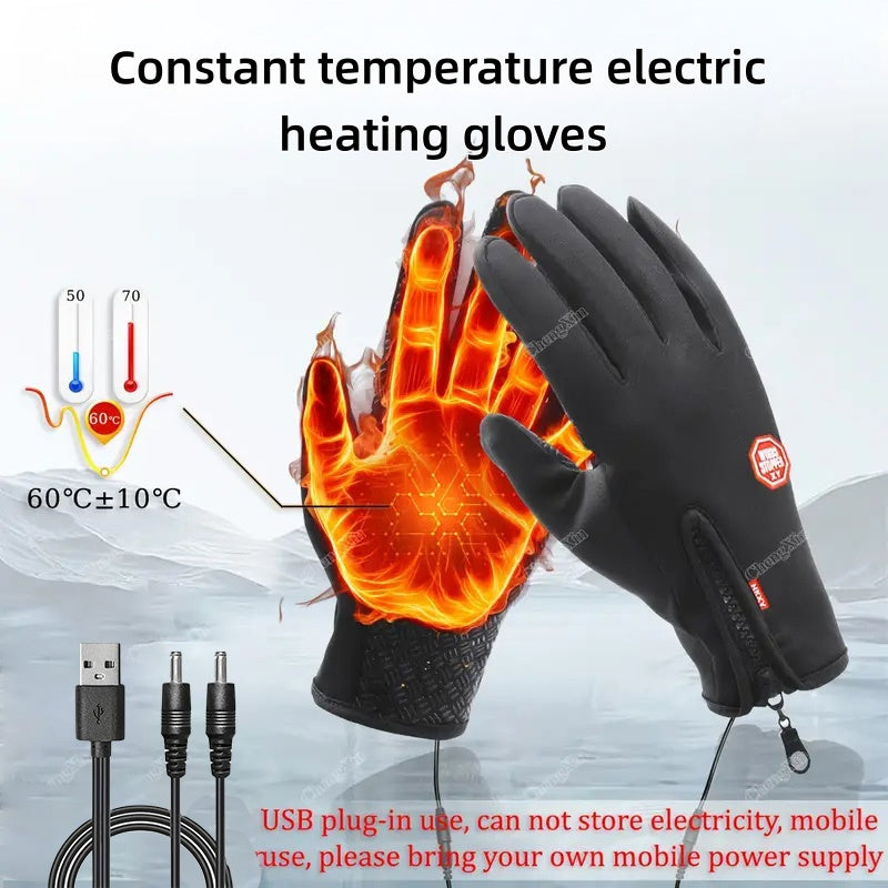 USB Heated Gloves, Heating The Back Of The Hand Has A Constant Temperature Function 5 Touchscreen-compatible, Hand Washable, Made Of Fabric, For Winter Warmth, Outdoor Cycling Gloves For Both Men And Women