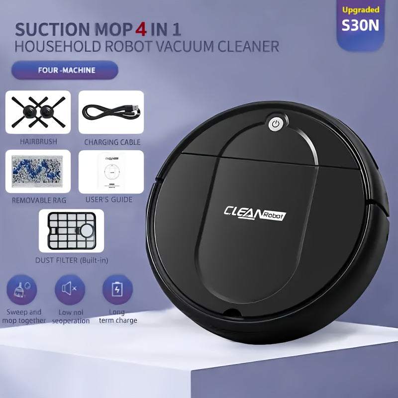 [Multi-Purpose Robot Vacuum] 3-in-1 Robot Vacuum Cleaner | Tangle-Free Suction, Automatic Self-Charging, Multi-Purpose for Floor Cleaning, Pet Hair, Paper & Garbage - Fast Charging, Powerful Cleaning, USB Powered, Vacuum Clea