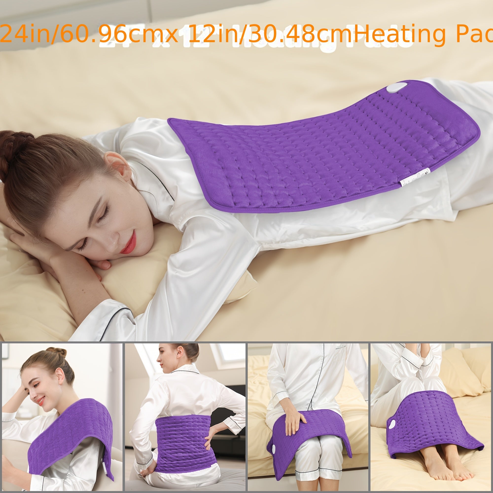 Extra Large Heating Pad, Electric Heating Pad, Portable, 24 "x12", 6 Heating Levels, Quickly Heats Up To 140 ° F, Automatically Shuts Off In 2 Hours, Leg, Shoulder, Knee, Neck Heating - Machine Washable, Ideal Gift For Paren