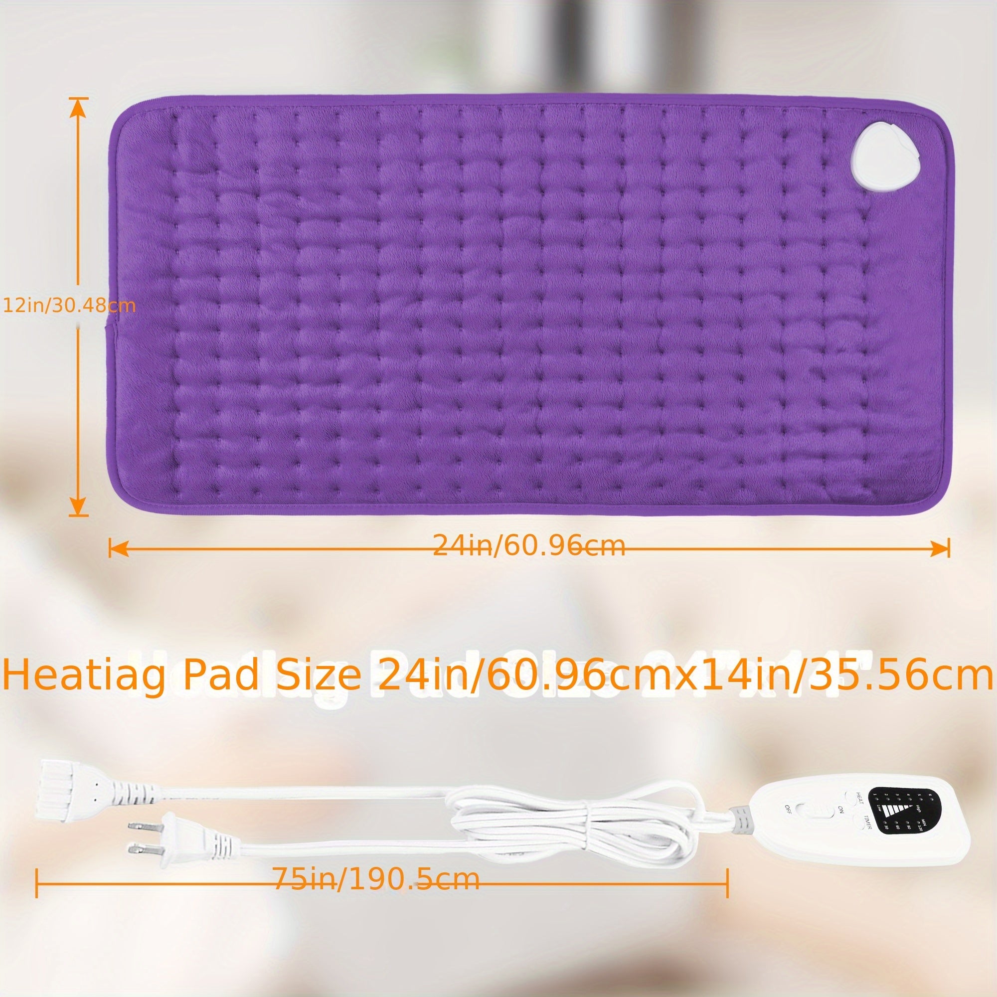 Extra Large Heating Pad, Electric Heating Pad, Portable, 24 "x12", 6 Heating Levels, Quickly Heats Up To 140 ° F, Automatically Shuts Off In 2 Hours, Leg, Shoulder, Knee, Neck Heating - Machine Washable, Ideal Gift For Paren