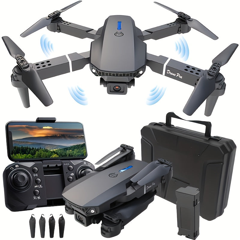 E88/E99 Black/Orange Drone With Camera, Foldable Rc Drone With APP Control, S2S Black Drone With Camera, Real-time Video Remote Control Quadcopter, Comes With 2 Batteries, Birthday Gift Indoor And Outdoor Drone Aircraft, Chri