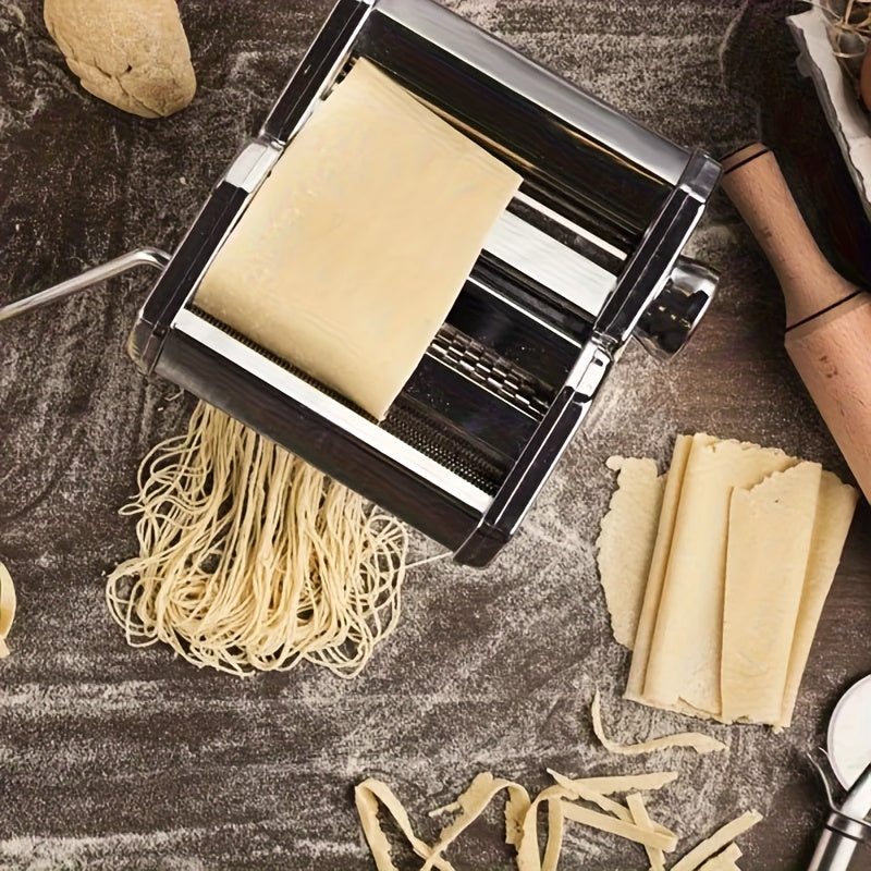 Pasta Maker, Handmade Pasta Machine with Adjustable Thickness and Width for Noodles & Lasagna - Elegant Silver Design Suitable for Every Kitchen