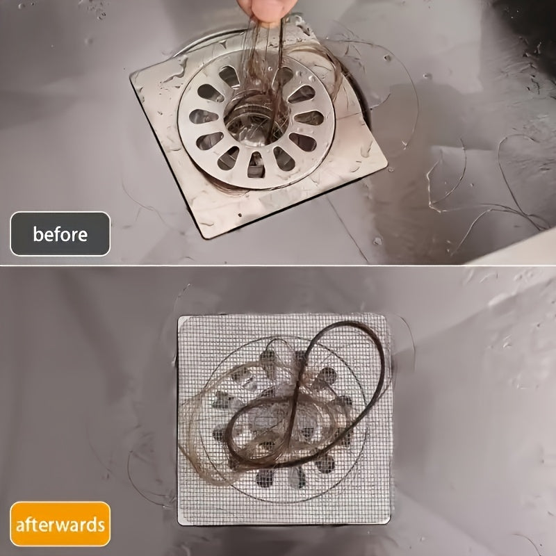 30pcs Shower Drain Hair Catcher Stickers - Adhesive Bath, Sink, Tub Drain Covers - No Tools Needed, Easy Application - Clog Prevention, Bathroom Cleaning - Compatible with Shower, Bathtub, Floor Drain - (30 Count), Flexible M