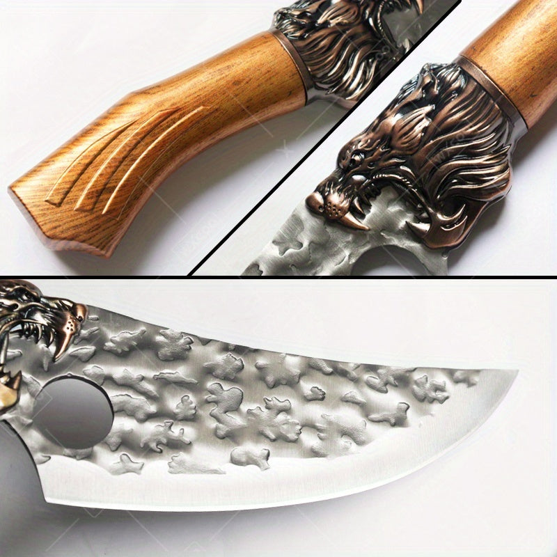 8pcs Stainless Steel Professional Kitchen Chef Knife Set - Handmade Forged Ultra-Sharp Utility Knife, Boning Knife, Cutting Knife, Fish Knife, Butcher Knife, Kitchen Scissors, Bone Scissors for Kitchen Convenience Boning Duck