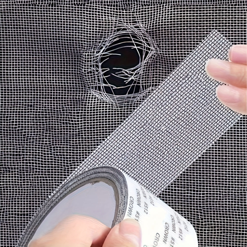 One Roll Window Barrier Repair Tape, Self-Adhesive Mesh Patch Set, Fiberglass Covering For Doors And Windows, Repair Holes And Tears, Mosquito Repellent, Home And Office Use, Length 2.5m/98.4in