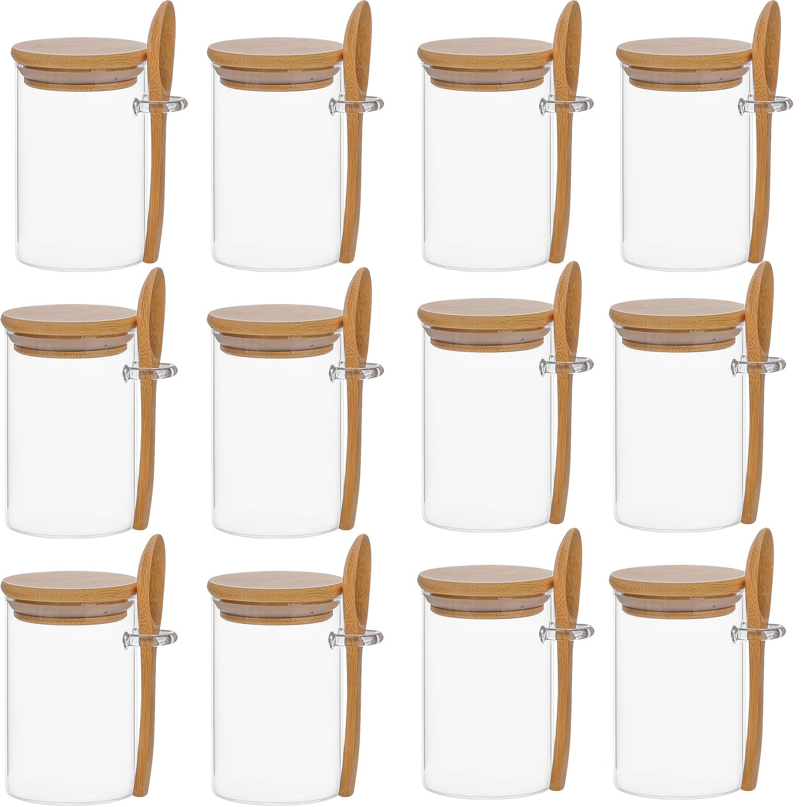 set of 12 10oz glass storage containers,food storage containers with lids,canisters sets for the kitchen,Suitable forspice containers,spice jars,flour container,candy jar,coffee canister,jars for kitchen storage