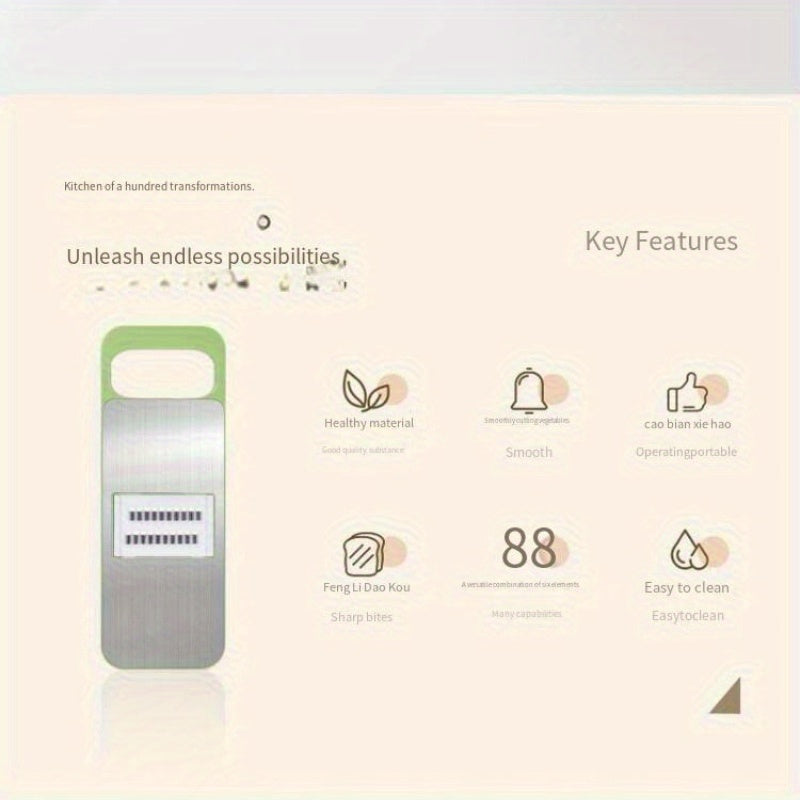 [Heavy-Duty Chopper] Heavy-Duty Manual Vegetable Chopper with 5 Blades - Multifunctional Kitchen Slicer, Grater & Cutter for Carrots, Cucumbers, Potatoes - No Electricity Needed, Easy-Clean Blades - Compact Design, Suitable f