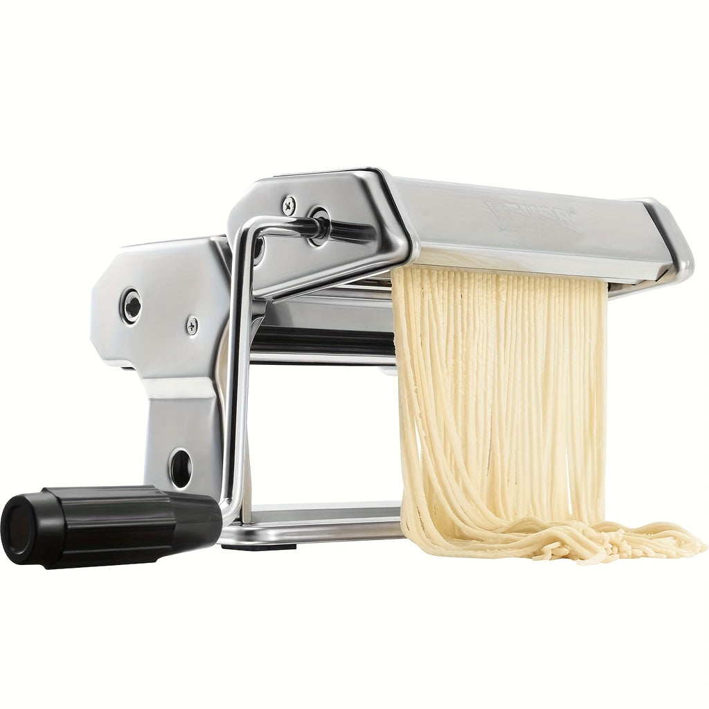 Pasta Maker, Handmade Pasta Machine with Adjustable Thickness and Width for Noodles & Lasagna - Elegant Silver Design Suitable for Every Kitchen