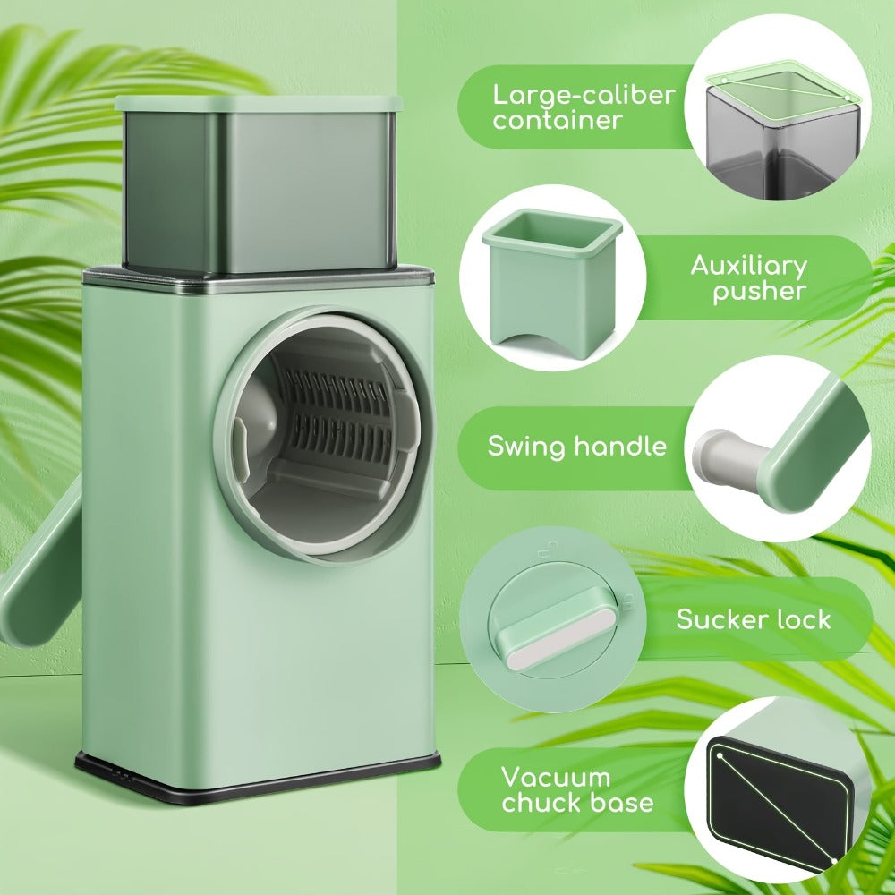 Manual Rotary Slicer with Blades - Multifunctional Vegetable and Cheese Grinder, Durable Plastic Kitchen Tool for Easy Slicing, Shredding, and Tearing, Efficient Food Prep, Compact Design for All Seasons, Mandoline Slicer, Ve