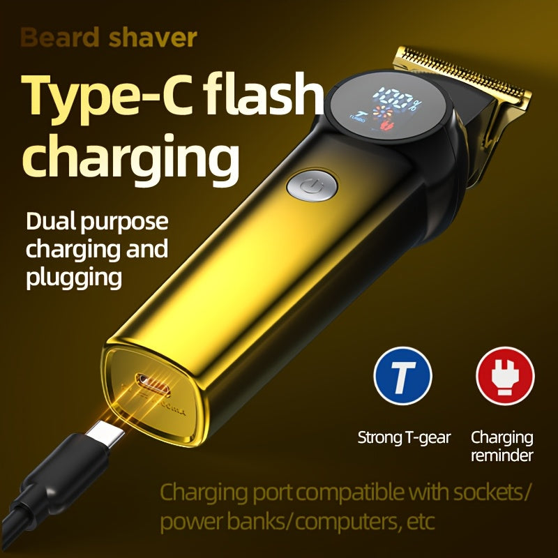 3-in-1 Set/2-in-1 Set/1pc Men's Hair Clipper Set And Beard Trimmer Set Men's Hair Clippers USB Charging Hair Clipper - LCD Power Display Suitable for Travel And Home Use, Comes with 4 Comb Attachments Men's Gift Birthday Gift