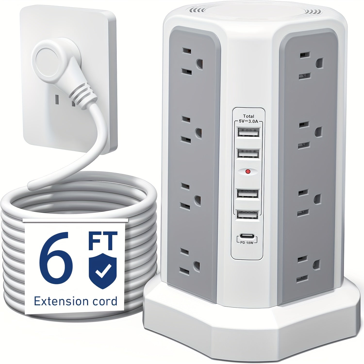New Product: Flat Plug with USB/USB-C Ports, 8/12/16 AC Socket Power Board, Power Board with Multiple USB Charging Ports And Surge Protection, Extension Cord Desktop Power Board