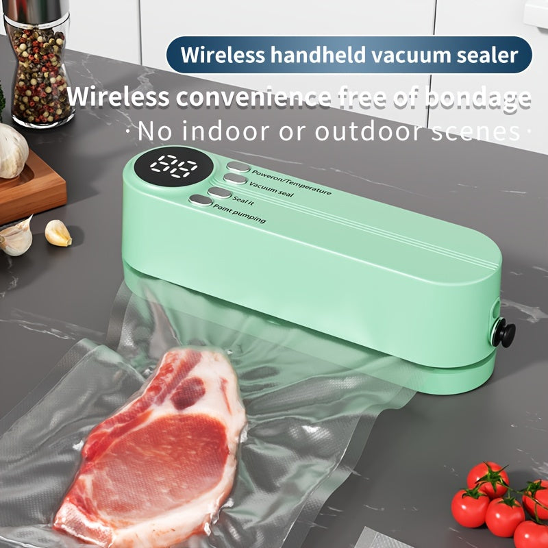1pc Automatic Food Sealer with USB-Powered Operation, One-Touch sealing, Vacuum & Inflation Modes, Compact Portable Design with Digital Display - for Freshness Preservation, Ideal for Kitchen, Camping, Office, Home - Compatib