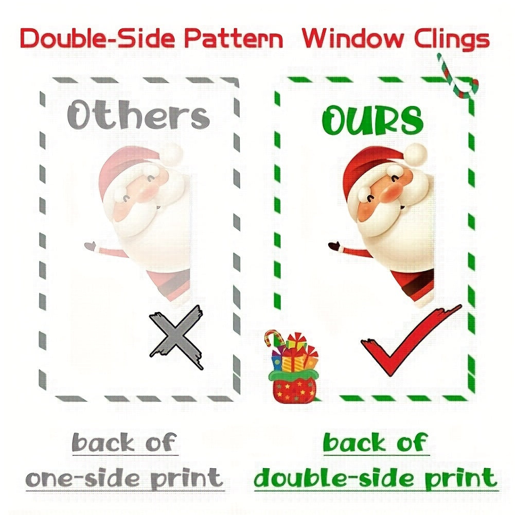 82pcs Christmas Window Clings Stickers - Santa, Reindeer, Snowman & Snowflake Designs, Double-Sided PVC Decals for Glass, No Residue Holiday Decor (7.9x11.5 Inch) Indoor/Outdoor Use, Festive Decoration | Vibrant Festive Graph