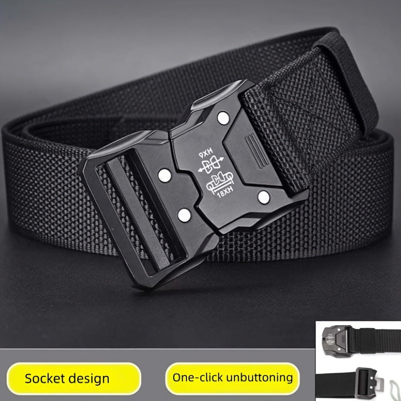 2pcs Men's Canvas Belt - Military Style Tactical Belt with Plastic Buckle, Breathable, Durable And Comfortable for Outdoor Sports And Work, Ideal Gift, Sport Lumbar Support|Adjustable Size|Durable Plastic Buckle