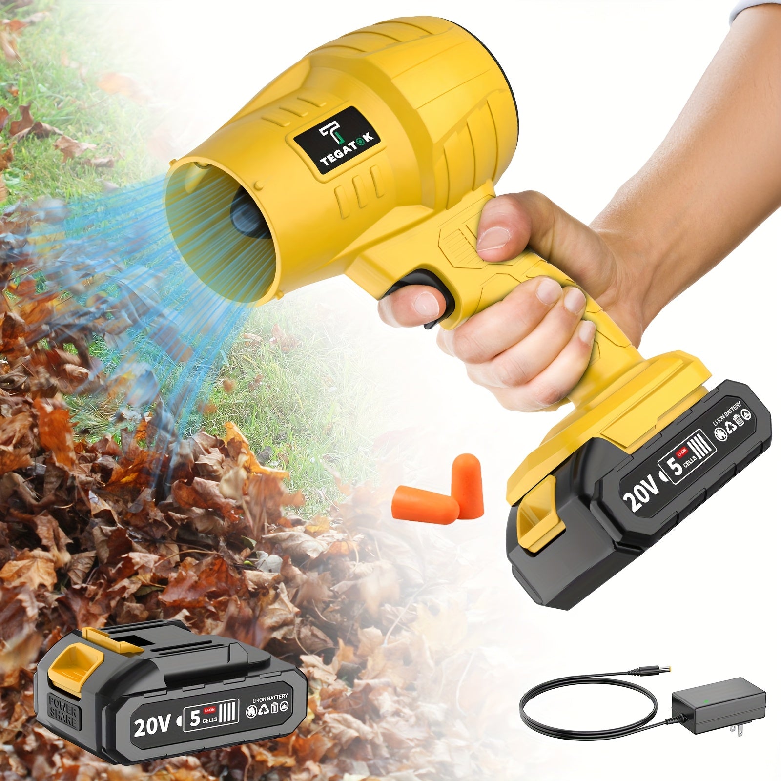 Turbo Jet Blower, 20000RPM Electric Cordless Leaf Blower, 20V 2.0/4.0AH Battery Jet Dry Blower, High Pressure Air Blower, Jet Blower Car Dryer, Hand Held Snow Blower, Home Outdoor, Blowing Leaves And Dust, Birthday Or Holiday