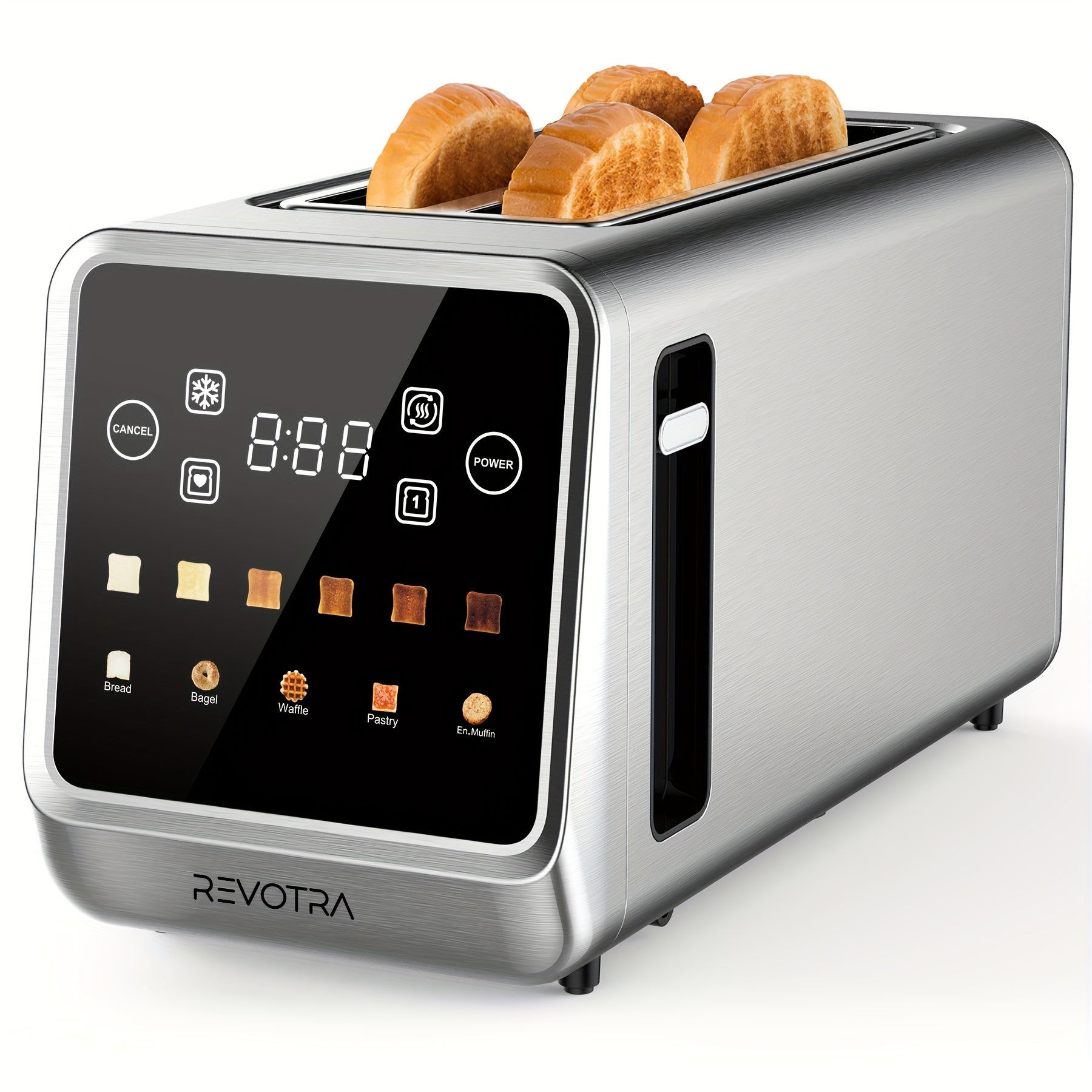 Long Slot Toaster 4 Slice, Touch Screen LED Display, 1.5" Extra Wide Slots for Thick Bread & Bagels, Countdown Timer, Memory Function, Dual Independent Control, 6 Shade Settings, Stainless Steel