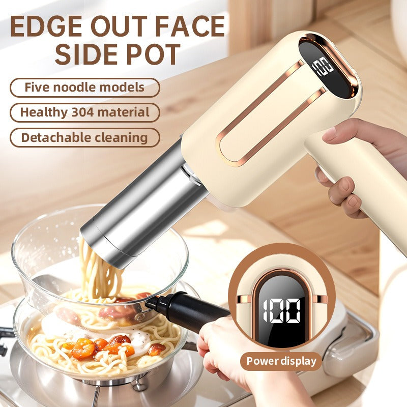 Wireless Electric Noodle Maker Machine with 5-in-1 Pasta Settings (Spaghetti, Lasagna, Dumpling Press, Tortellini, Ravioli) - Portable Operation, & ABS for Home, Outdoor, RV/Camping - One-Touch