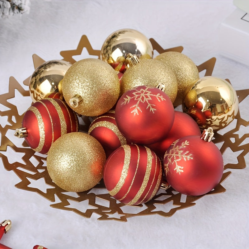 88 Red and Golden Christmas Set, Festive Painted Hanging Ornaments, Christmas Tree Topper, Unique Shaped Decorations, Suitable for Christmas Decoration and Christmas Ball Decorations