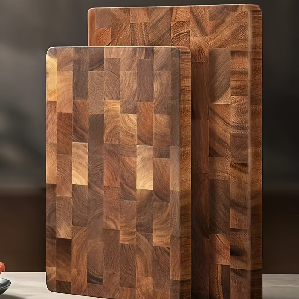 [Durable & Stylish] Durable & Stylish Teak Wood Checkerboard Cutting Board | Geometric Square Grid Design, Recycled Wood Chopping Board for Home Kitchen, Food-Safe Non-Porous Surface, Easy to Clean & Moisture-Resistant, Wood