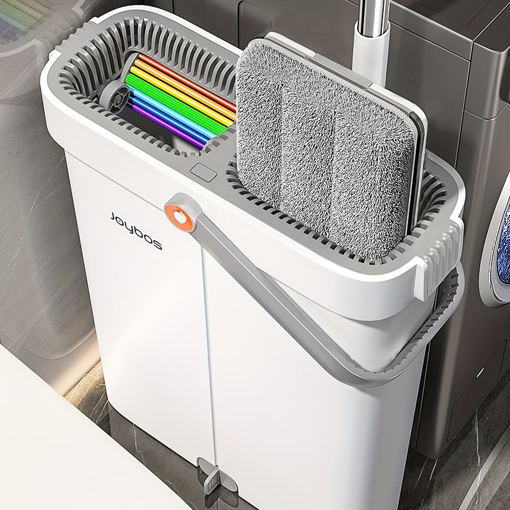 12.99inch Microfiber Flat Mop And Bucket Set Floor Cleaning System, Wet Dry Mop For Wall Cleaner With Long Handle, Hardwood Floor Mop With Microfiber Cloths. Bedroom/ Bathrooms/living Room Mops For Floor Cleaning