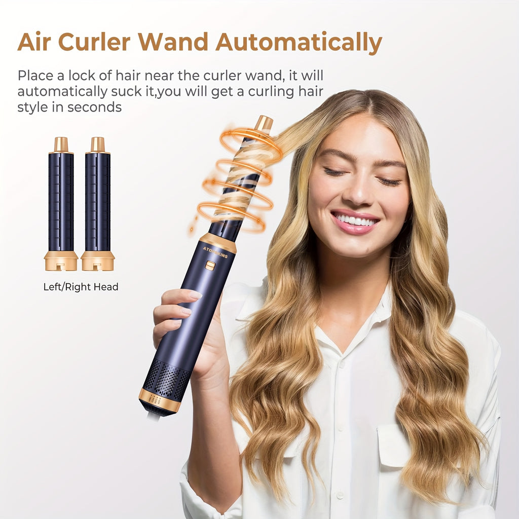5in 1 Blow Dryer Brush, Upgrade Hair Dryer Brush Air Curler Air Curling Wrap Styler, Detachable Hot Air Brush Negative Ion Curling Brush Iron, Hair Styling Tools for Drying Curling Straightening