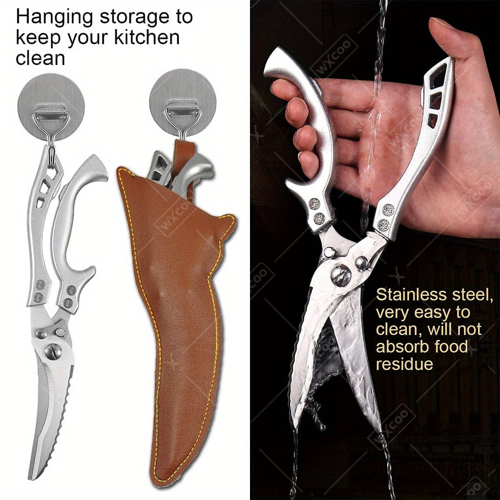 8pcs Stainless Steel Professional Kitchen Chef Knife Set - Handmade Forged Ultra-Sharp Utility Knife, Boning Knife, Cutting Knife, Fish Knife, Butcher Knife, Kitchen Scissors, Bone Scissors for Kitchen Convenience Boning Duck