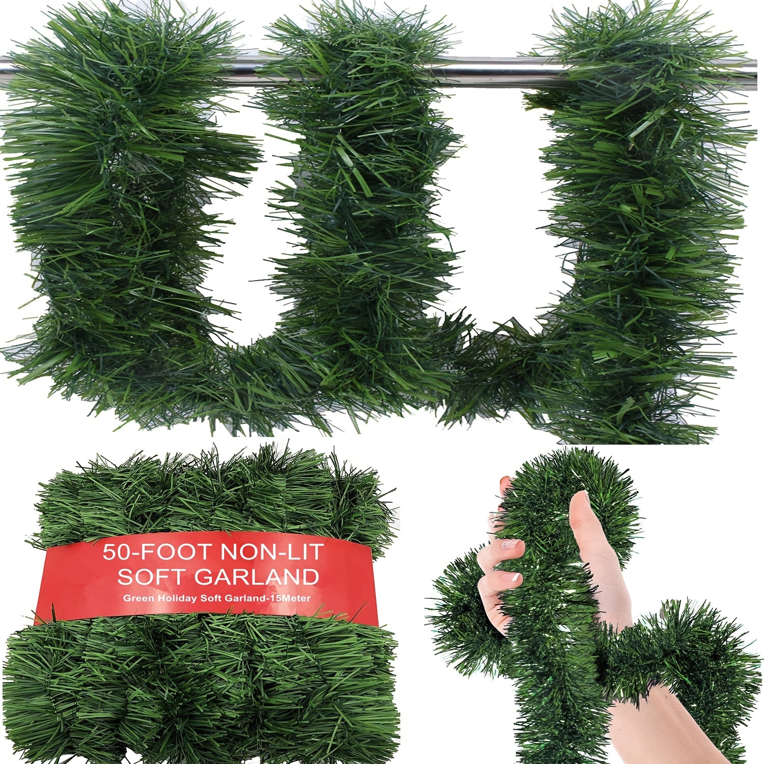[Premium Soft Garland] 50-Foot Premium Soft Garland - Versatile Artificial Greenery for Christmas, Weddings & Parties | Ideal for Indoor/Outdoor Decorations, Christmas Decorations Outdoor, Wedding Decorations, Party Decoratio
