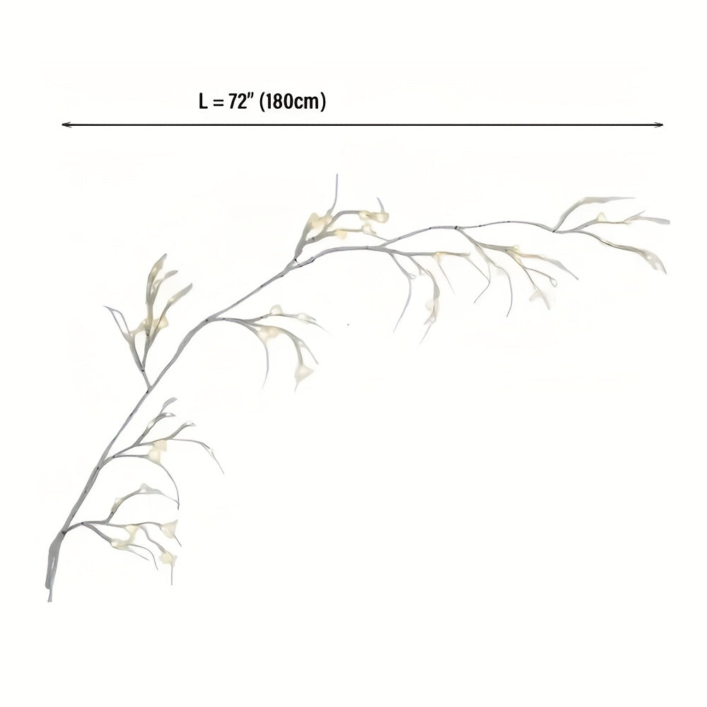 [Fairy Lights, Willow Light] 48 LED Willow Light Faux Branch Vine Lights | 6ft Battery Operated with Timer, Fairy Lights for Christmas Fireplace Mantel Table Decor Indoor Outdoor Use Room Decor