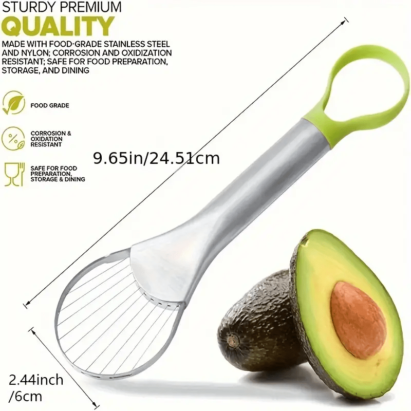 1pc 2-In-1 Avocado Slicer: Effortlessly Peel, Core, And Slice Hass Avocados with Stainless Steel Construction, Outdoor kitchenware, essential tools for outdoor camping and dining