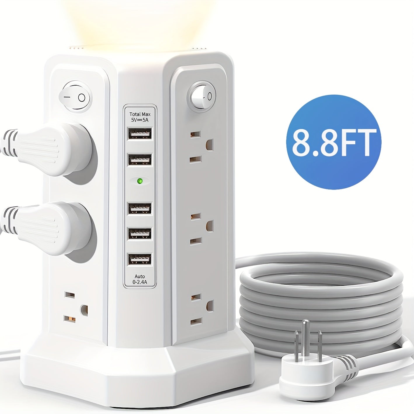 New Product: Flat Plug with USB/USB-C Ports, 8/12/16 AC Socket Power Board, Power Board with Multiple USB Charging Ports And Surge Protection, Extension Cord Desktop Power Board